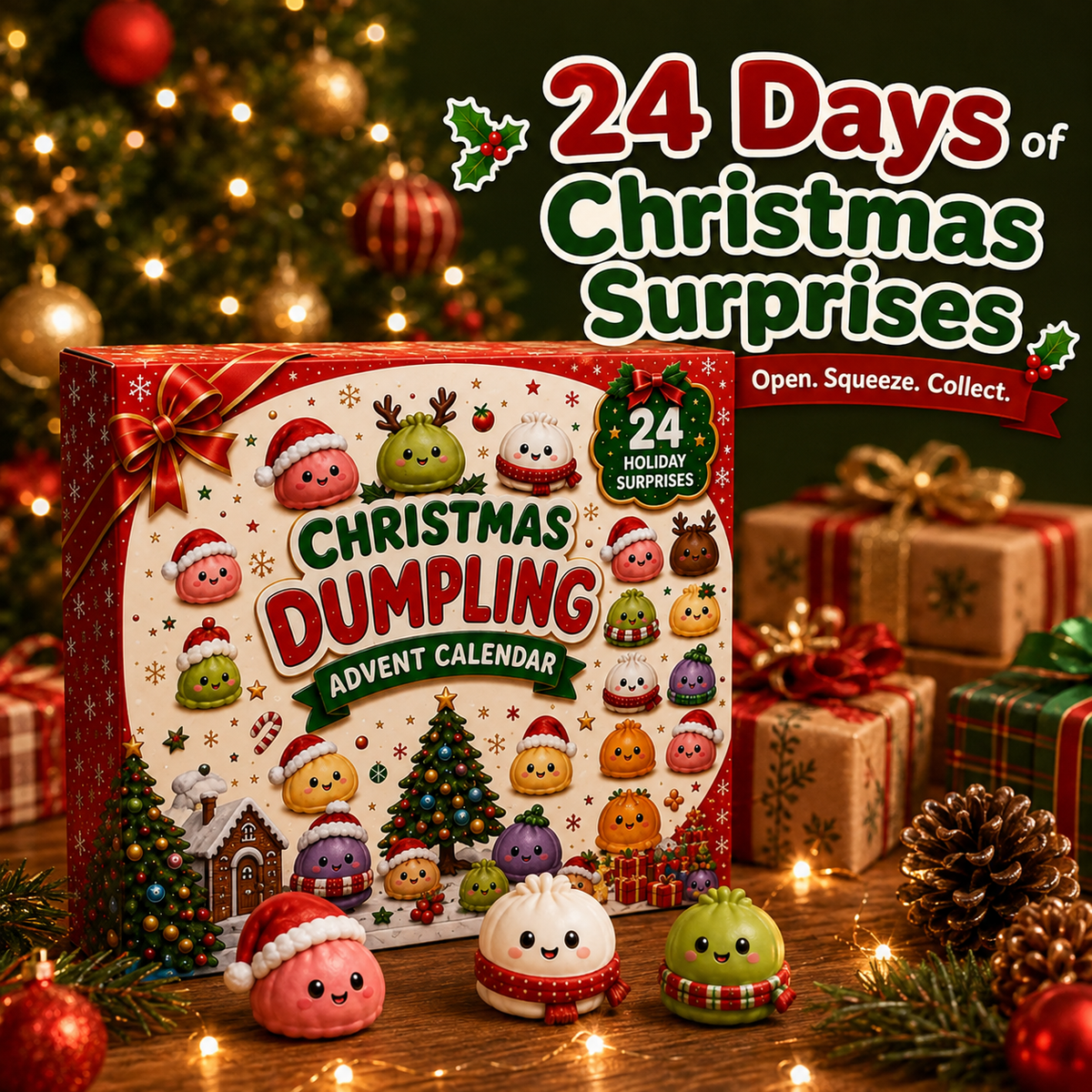 Christmas Dumpling Squishy Advent Calendar - 24 Days of Squishy Surprises