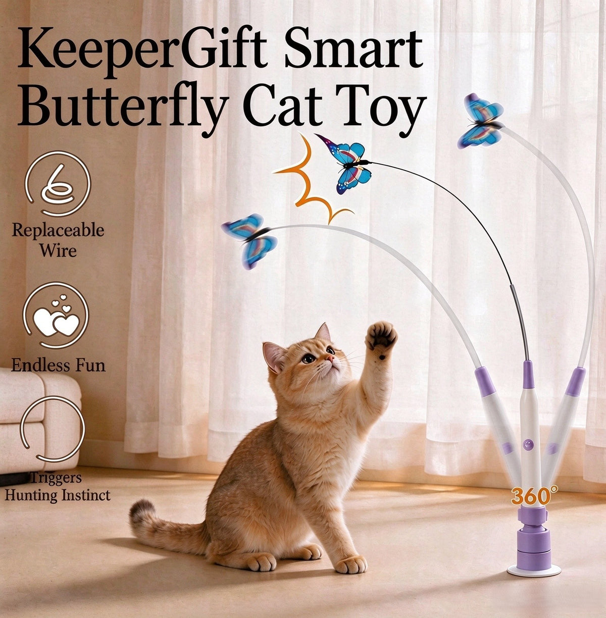 Smart Butterfly Cat Toy - Automatic Fluttering Interactive Playmate
