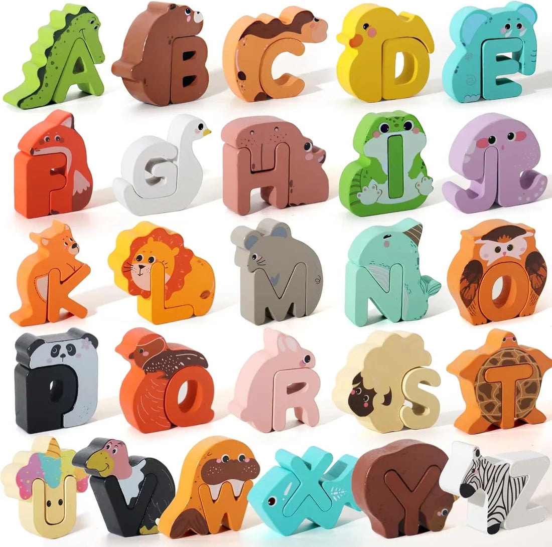 Animal Alphabet Wooden Puzzle – 26 Letters Educational Toy