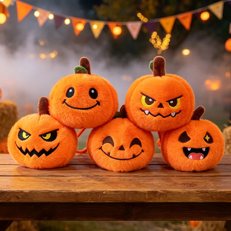 5pcs Halloween Pumpkin Plush Keychain – Funny Bag Charm