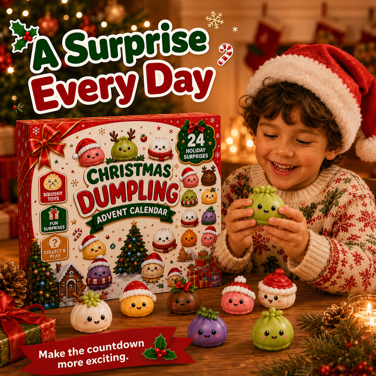 Christmas Dumpling Squishy Advent Calendar - 24 Days of Squishy Surprises