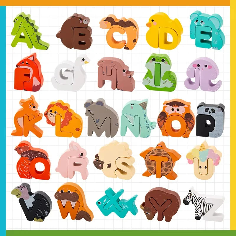 Animal Alphabet Wooden Puzzle – 26 Letters Educational Toy