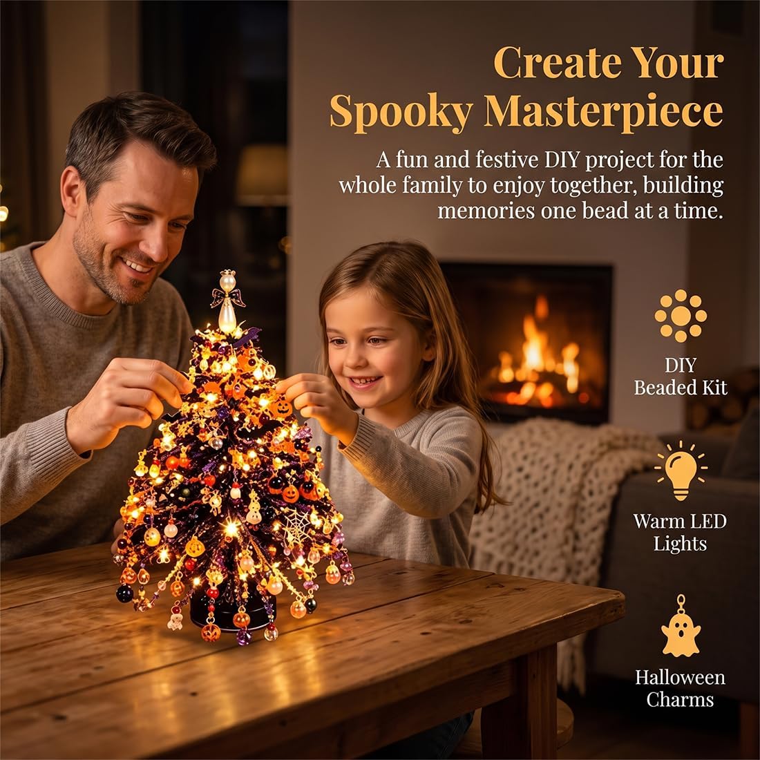 2PCS DIY Beaded LED Tree Kit – Halloween & Christmas Decor