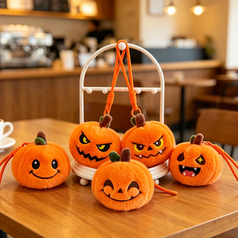 5pcs Halloween Pumpkin Plush Keychain – Funny Bag Charm
