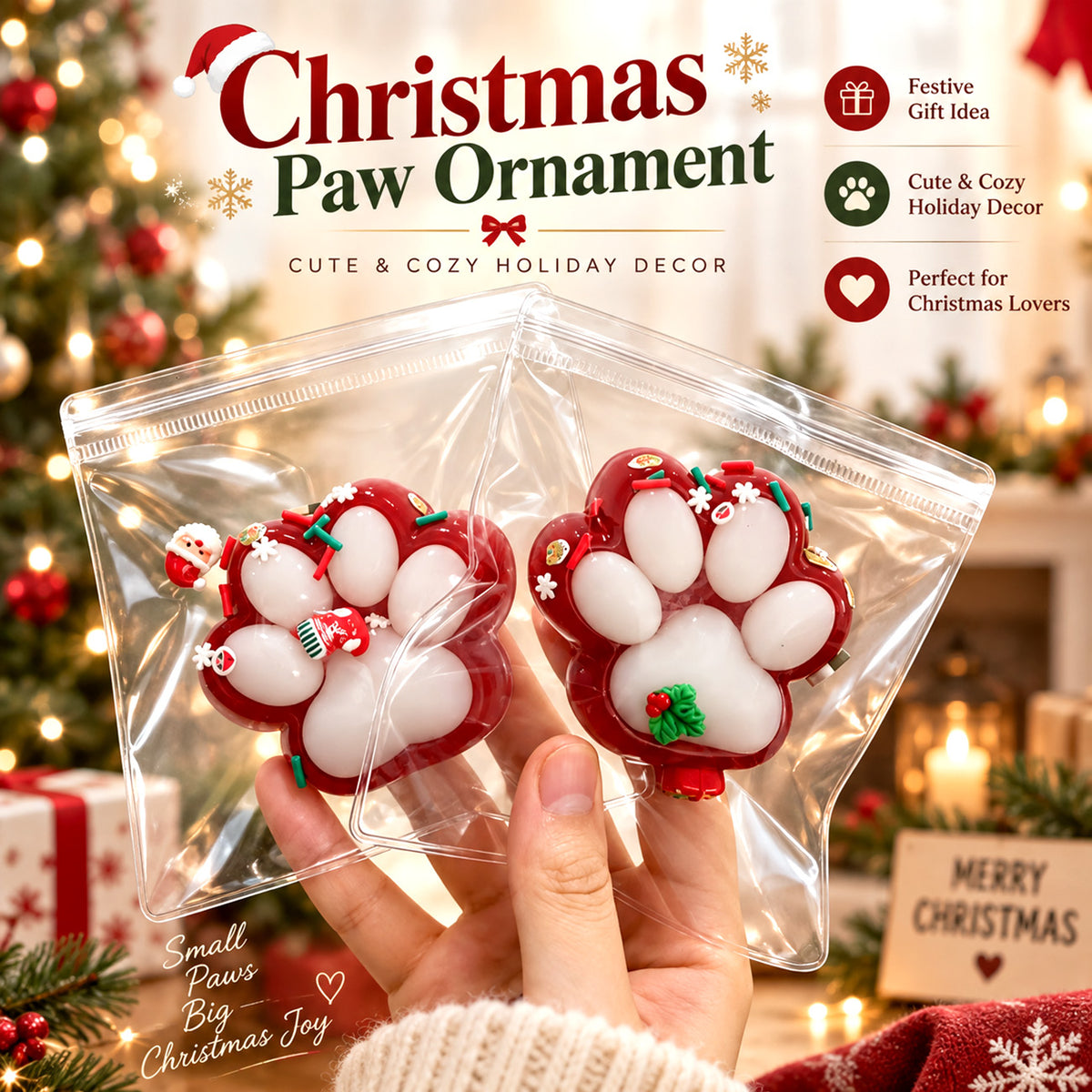 Christmas Cat Paw Squishy Toy - Cute Stress Relief Gift
