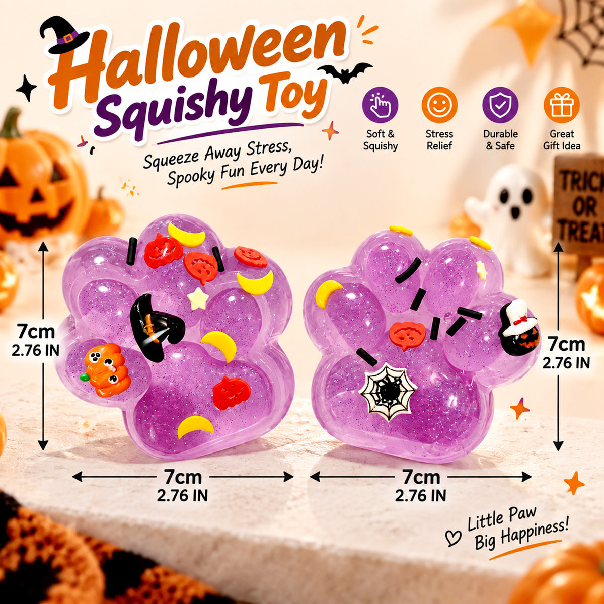 Halloween Cat Paw Squishy Toy - Fun Stress Relief Gift