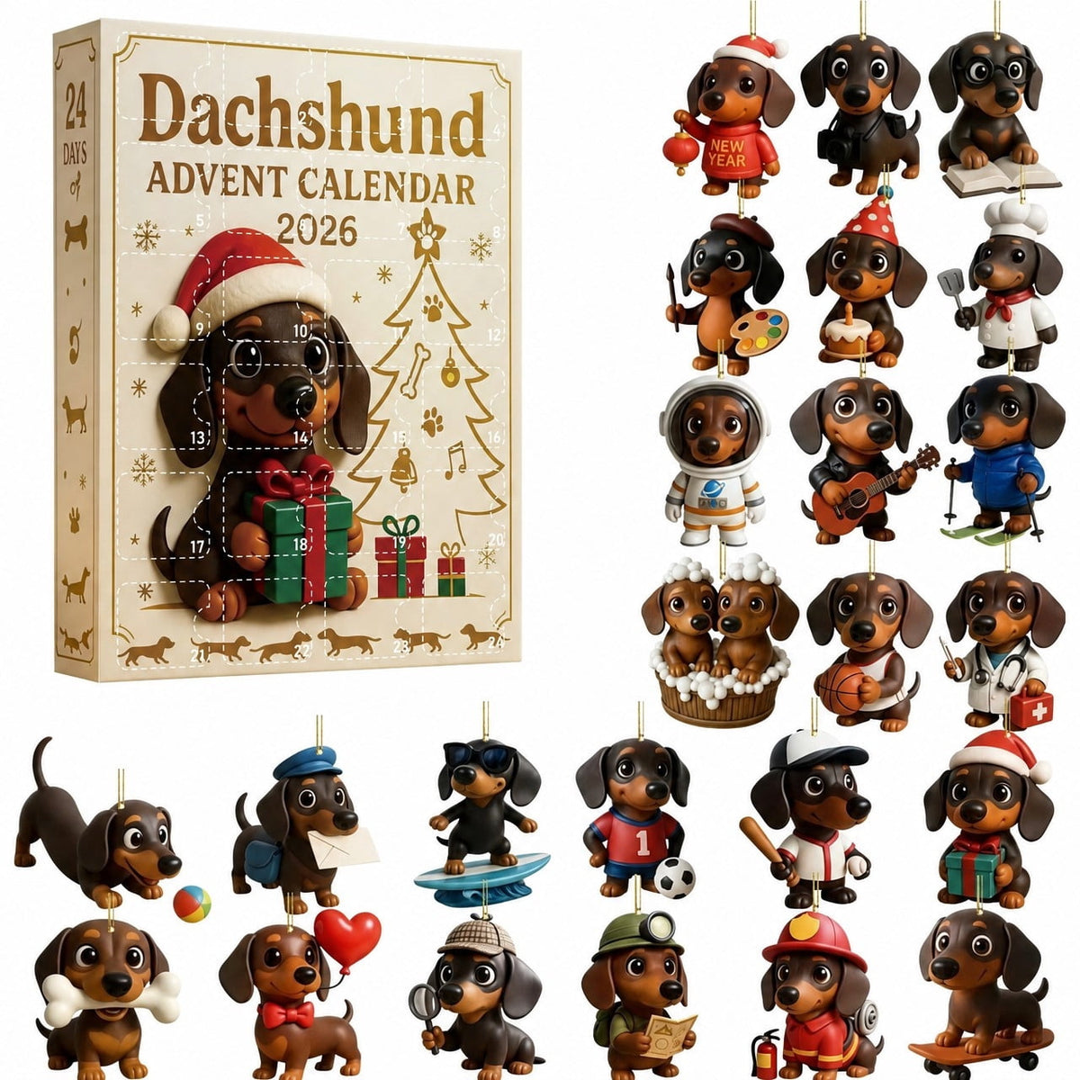 2026 Dachshund Advent Calendar - 24 Days of Festive Puppy Surprises