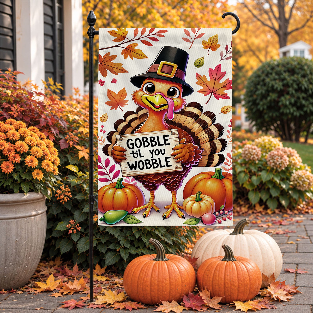 Thanksgiving Turkey Flag - Funny Fall Outdoor Decor