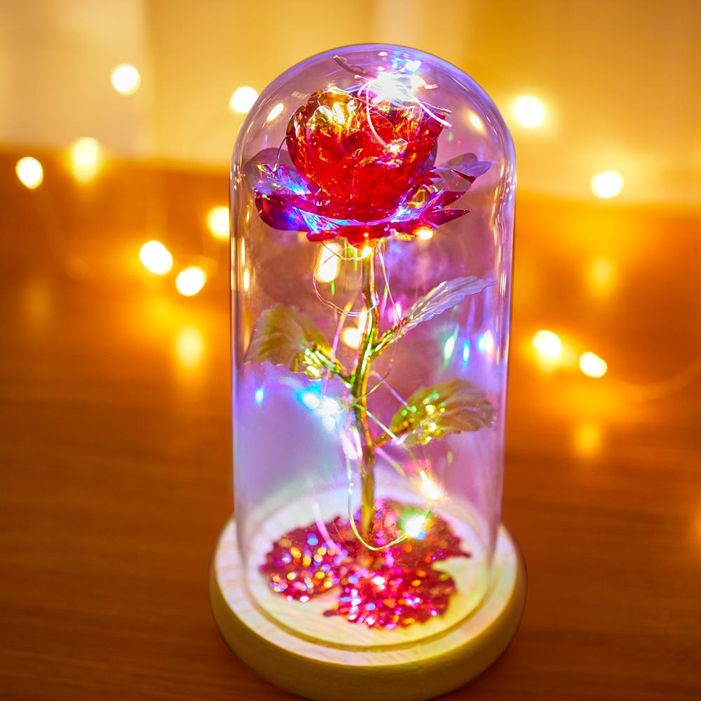 LED Rose Glass Dome - Romantic Gift for Her