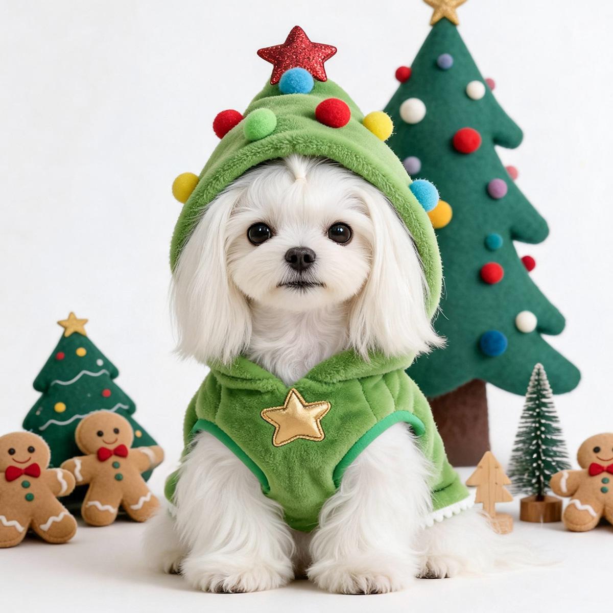 Christmas Tree Pet Costume for Dogs and Cats - Cute Holiday Cape
