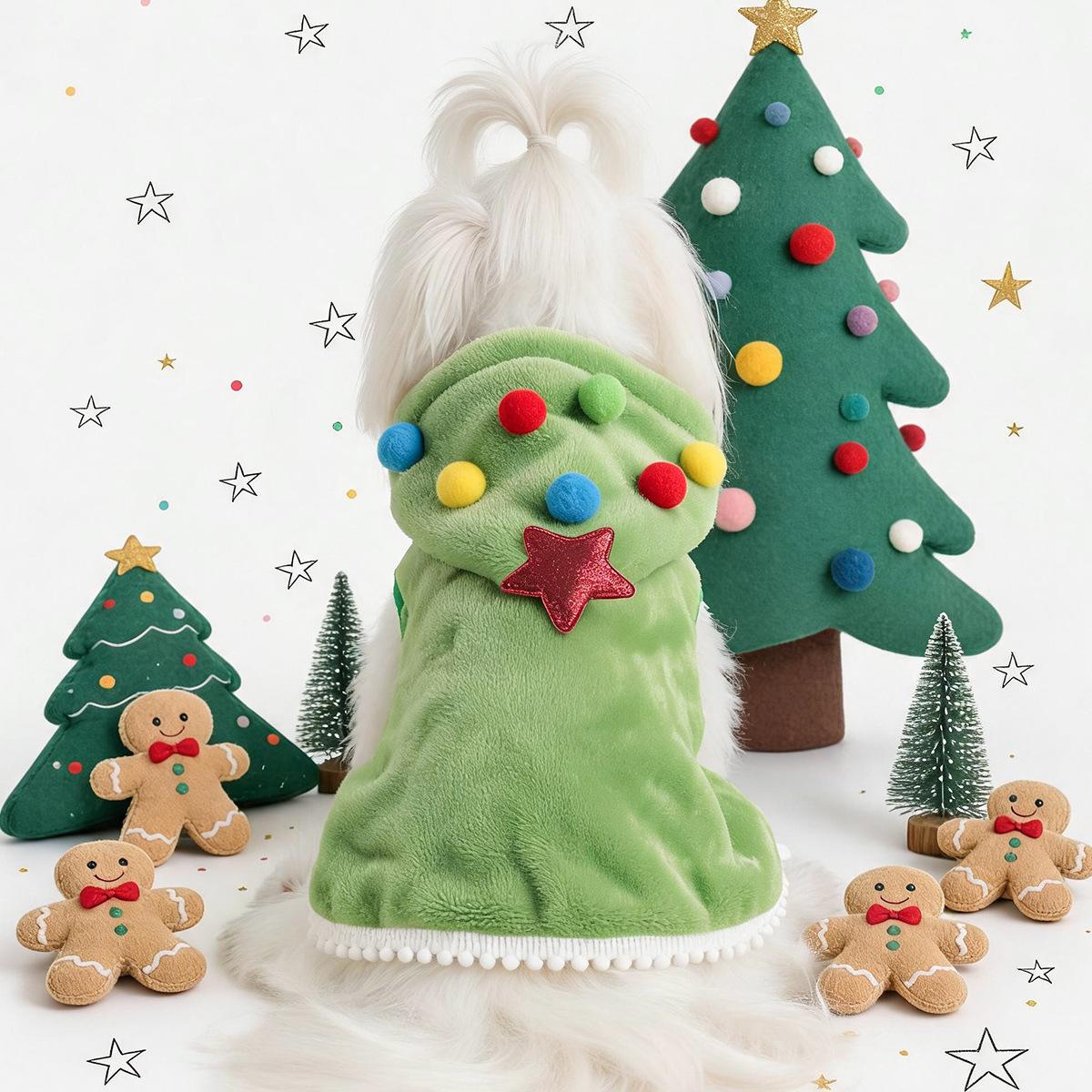 Christmas Tree Pet Costume for Dogs and Cats - Cute Holiday Cape
