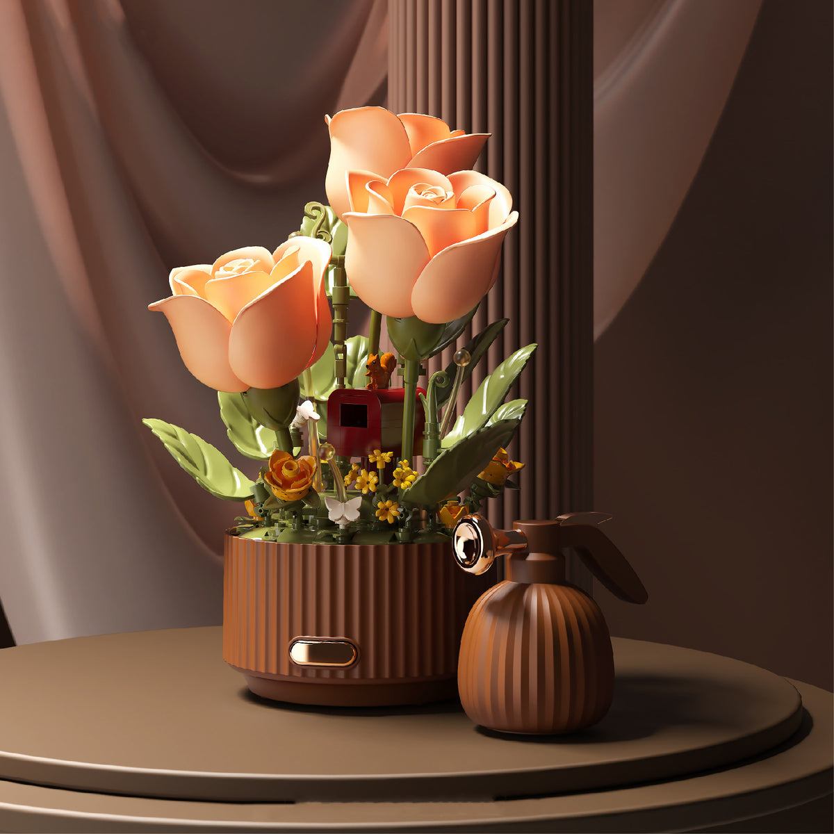 DIY Rose Building Block Lamp - Interactive Romantic Gift