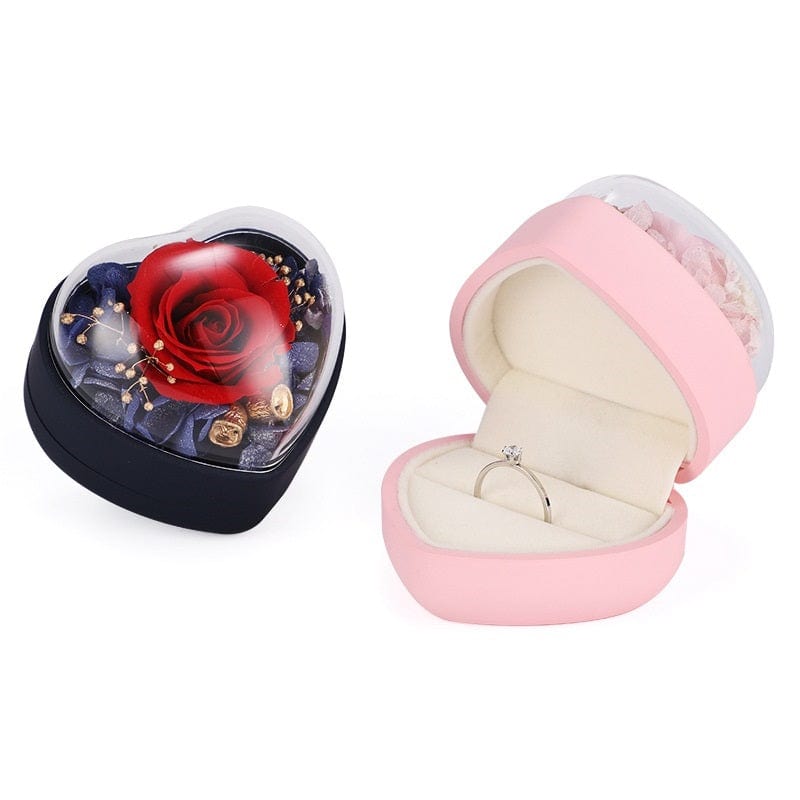 Heart-Shaped Rose Ring Box - Romantic Gift for Her