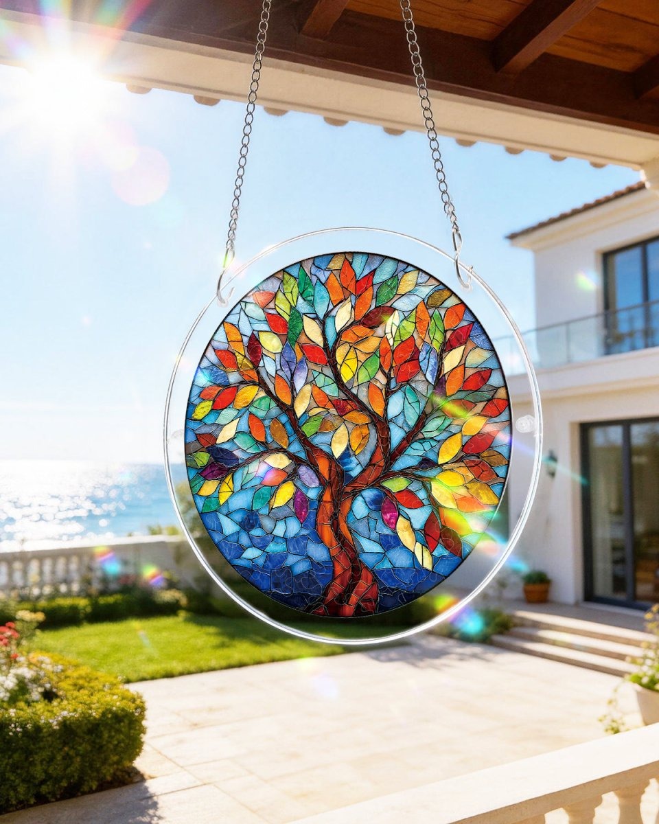 Tree of Life Puzzle Suncatcher - Colorful Window Decor