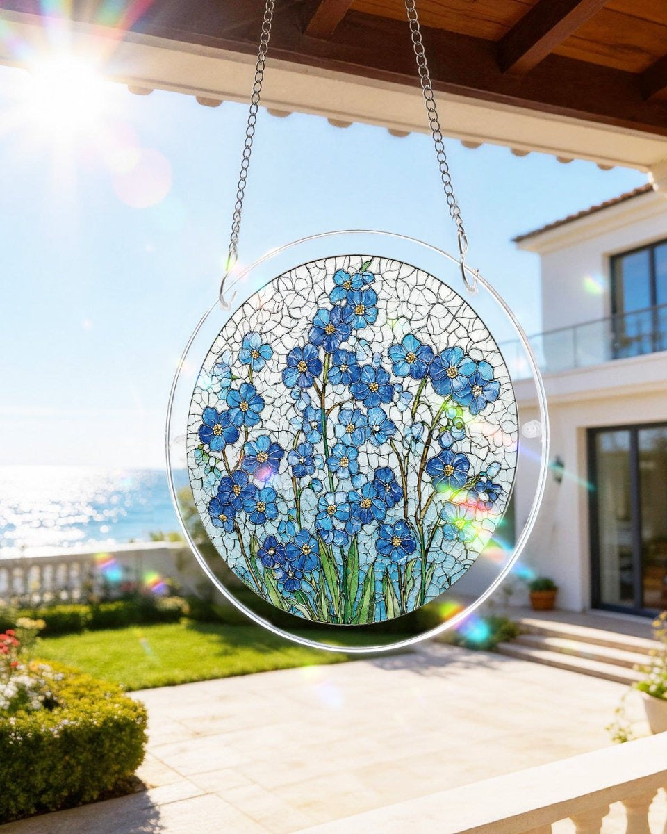Forget-Me-Not Puzzle Suncatcher - Floral Window Decor