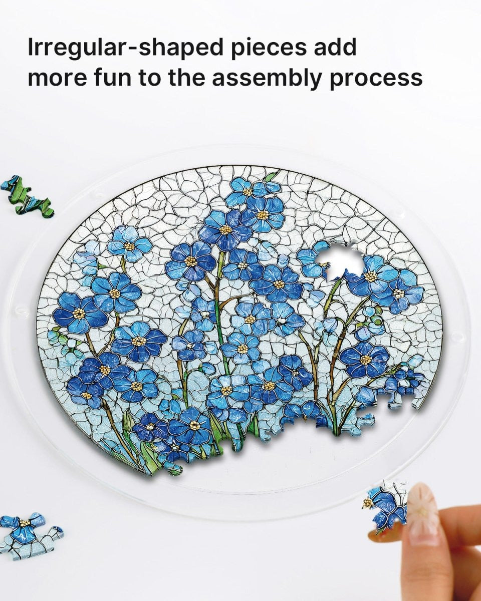 Forget-Me-Not Puzzle Suncatcher - Floral Window Decor