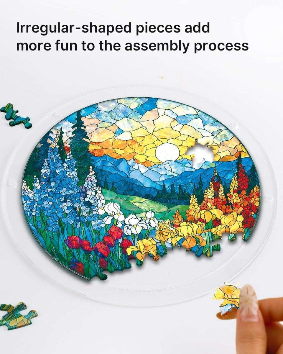 Mountain Meadow Puzzle Suncatcher - Colorful Window Decor