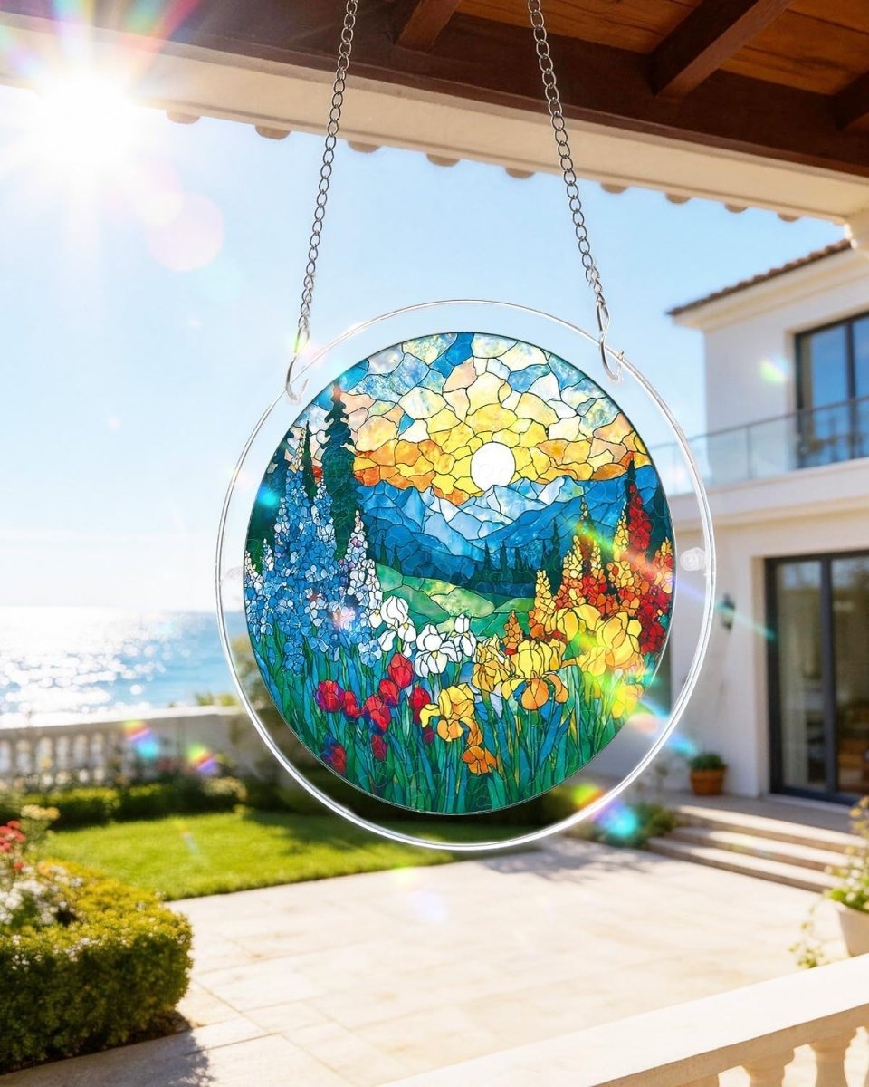 Mountain Meadow Puzzle Suncatcher - Colorful Window Decor