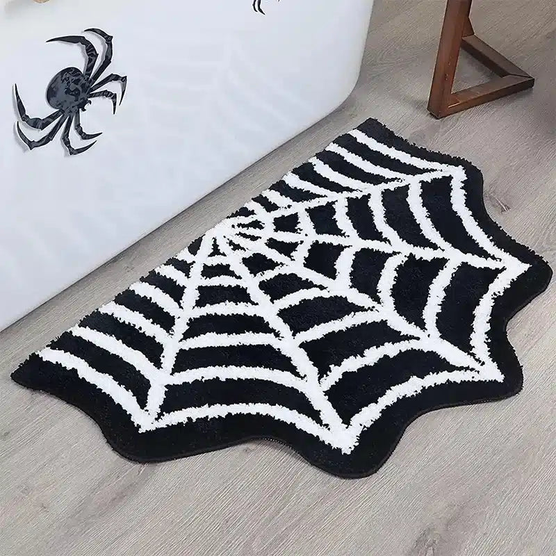 Halloween Bat and Spider Web Rugs - Spooky Home Decor