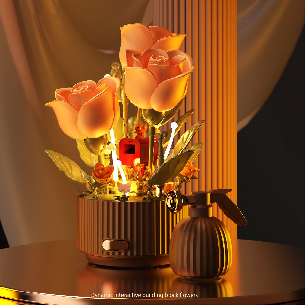 DIY Rose Building Block Lamp - Interactive Romantic Gift