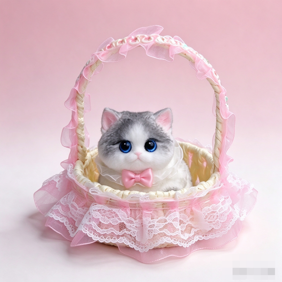 Cute Cat in Basket Squishy Toy - Squeezable Desk Decor Gift