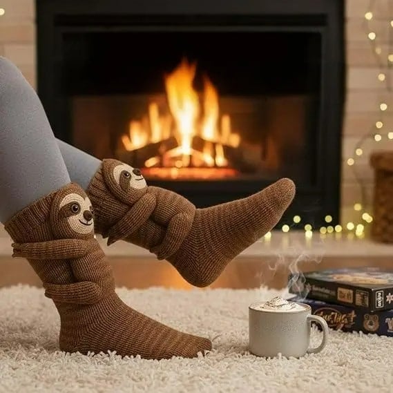 Knitted Animal Hug Socks - Cute Cozy Winter Gift
