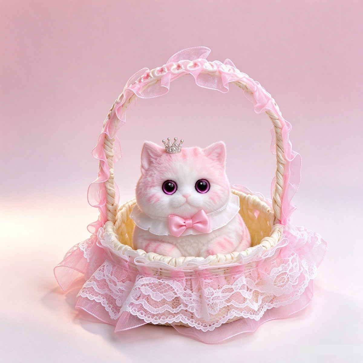 Cute Cat in Basket Squishy Toy - Squeezable Desk Decor Gift