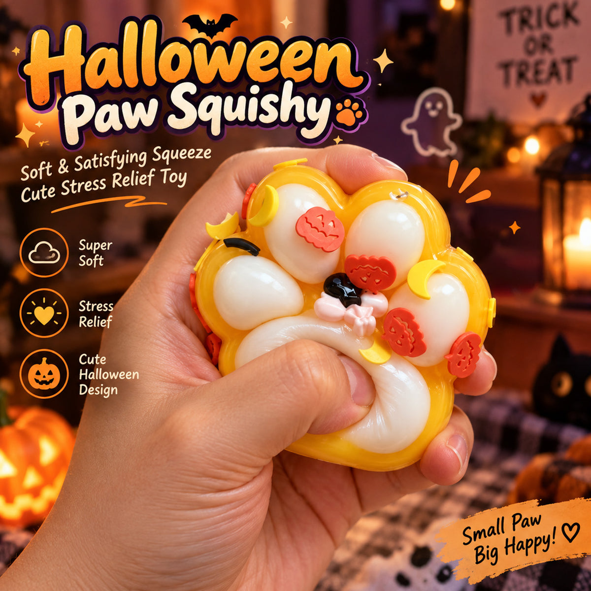 Halloween Cat Paw Squishy Toy - Fun Stress Relief Gift